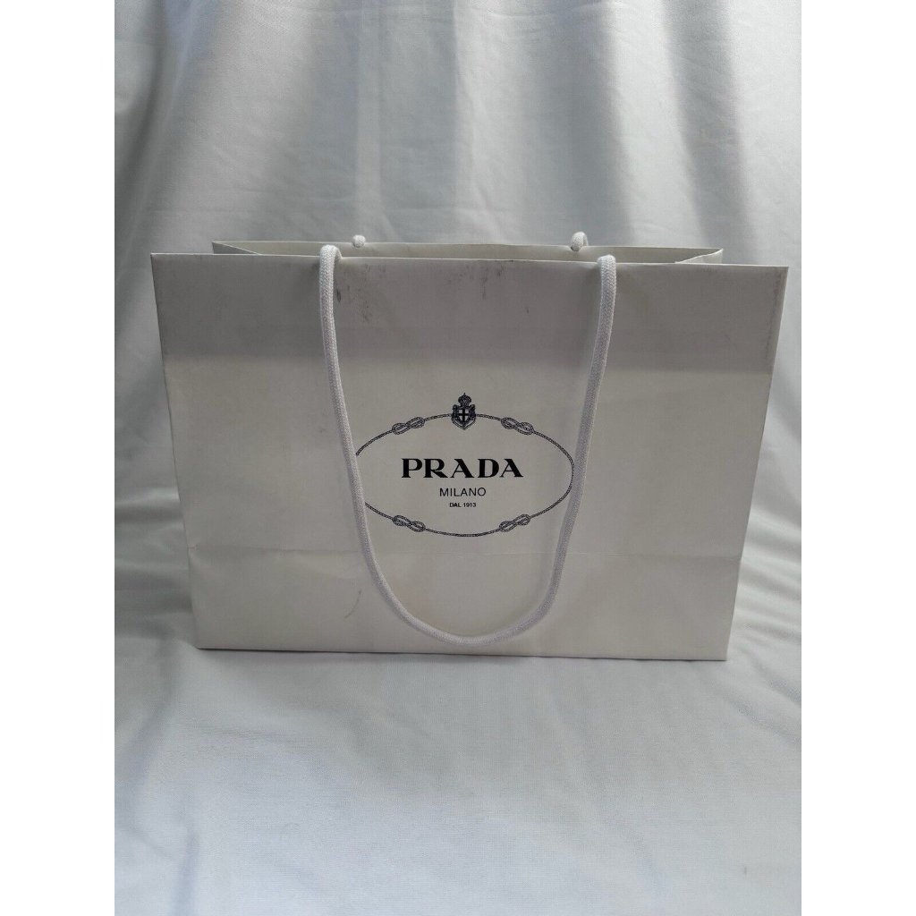 Prada Paper Reusable Shopping Bag White 10 X 135  X 55